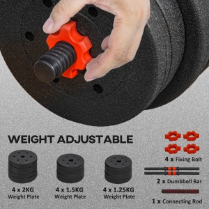 Set 2 Gantere cu 12 Discuri de 20 kg Total și Conector, Negru - Img 6