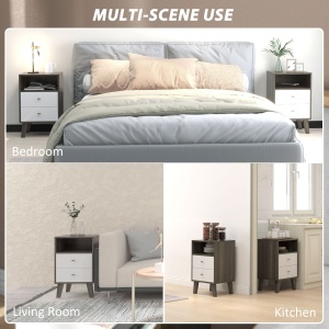 Set 2 Noptiere Moderne – Gri, cu 2 Sertare & Raft Deschis - Img 6