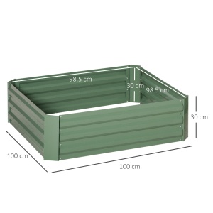Set 2 Paturi de Gradina Înălțate din Oțel, Jardinieră de Grădină pentru Plante, Legume și Arbuști, 100x100 cm, Verde - Img 3