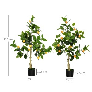Set 2 Plante Artificiale de Lămâi și Portocale, Plante Decorative Artificiale cu Ghiveci, Ø15x12,5 cm, Verde - Img 3