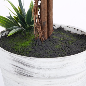 Set 2 Plante Artificiale Sferice cu Flori de Lavandă şi Vas, Ø24x60 cm, Verde - Img 9