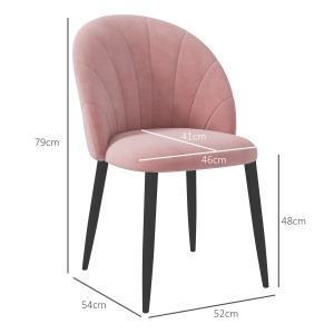 Set 2 Scaune Tapitate din Catifea, Design Nordic și Ergonomic, 52x54x79 cm, Roz - Img 3