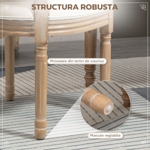 Set 2 Scaune Vintage – Capitontate, Alb, pentru Sufragerie - Img 6