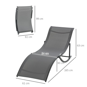 Set 2 sezlonguri de Gradina Pliabile, sezlong pentru Plaja din Aluminiu si Textilen, 61x165x63 cm - Img 3
