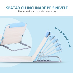 Set 2 Șezlonguri de Plajă Pliabile cu Tetieră, Spătar Reglabil și Husă pentru Transport, 134x48x33-43 cm, Bej - Img 6