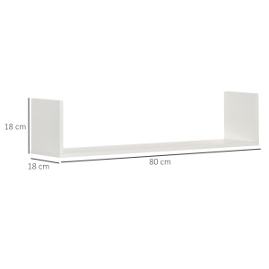 Set 3 Rafturi Perete MDF Alb - 80×18×18 cm – Pentru Obiecte Decor & Depozitare - Img 3