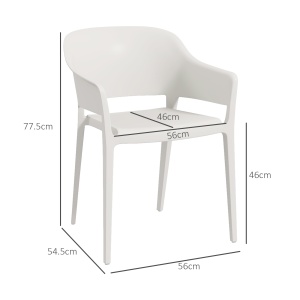 Set 4 Scaune Gradina Plastic PP – Spatar inalt, Cotiera, Rezistente UV - Img 3