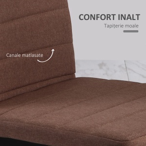 Set 4 Scaune Moderne – Metal & Material Textil Captusit, Kaki - Img 5