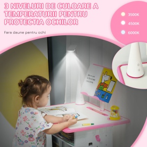 Set Birou Copii 6–12 Ani – Reglabil cu Lampa Roz - Img 8