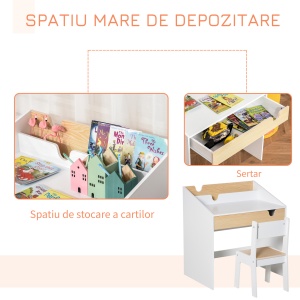 Set Birou și Scaun pentru Copii 6-10 Ani cu Raft și Sertar - Img 6