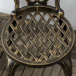 Set Bistrò de Grădină 3 Piese cu 2 Scaune de Grădină și Masă Rotundă cu Orificiu pentru Umbrelă, Set Masă și Scaune de Grădină din Aluminiu, pentru Terasă, Curte, Exterior, Bronz - Img 7