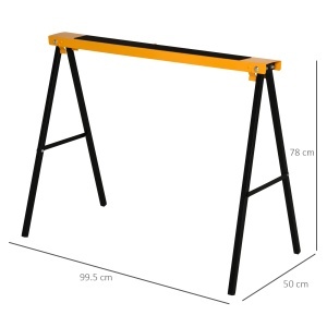 Set de 2 Capre Pliabile din Metal cu Suprafață Antiderapantă din EVA pentru Lucrări de Tăiere, Capră pentru Lemn, Capacitate Maximă 125 kg, Portocaliu Negru - Img 3