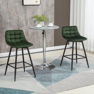 Set de 2 Scaune de Bar cu Spatar si Suport pentru Picioare, Scaune inalte Tapitate in Stil Nordic din Metal - Img 2