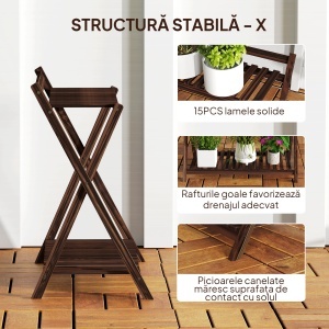 Set de 2 Suporturi pentru Plante cu 2 Niveluri, 73x36x64 cm, Maro - Img 7