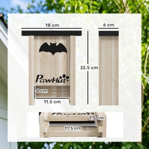 Set de 3 Căsuțe pentru Lilieci Bat Box din Lemn de Brad, 18x6x22,5 cm, Culoare Naturală - Img 3
