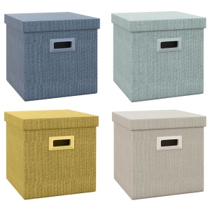 Set de 4 Cutii pentru Dulap din Țesătură cu Capac, Organizator Pliabil pentru Dulap, 30x30x29 cm, Multicolor