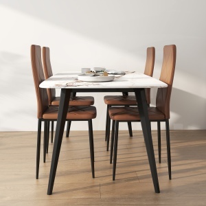 Set de 4 scaune de sufragerie cu spatar inalt, 41x50x97cm, maro - Img 9