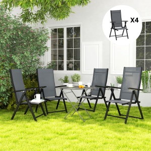 Set de 4 Scaune Pliabile pentru Grădină cu Spătar și Șezut din Plasă, 56x69x106 cm, Gri - Img 9