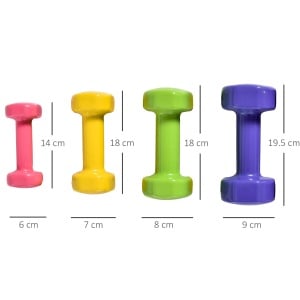 Set de 8 Gantere cu Design Hexagonal, Greutăți pentru Sală de Antrenament din Oțel și PU, Ø9x19,5 cm, Multicolore - Img 3