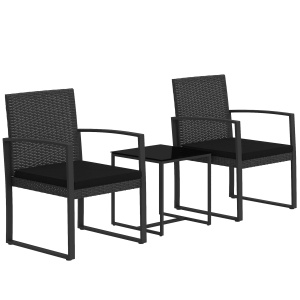 Set de cafea din ratan PP din 3 piese cu perne, Mobilier - Img 1
