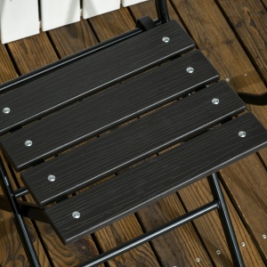 Set de Gradina 3 Piese cu 2 Scaune si Masa Pliabile din Otel si HDPE pentru Balcon si Terasa, Gri Inchis - Img 8