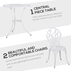 Set de Gradina 3 Piese din Aluminiu cu 2 Scaune - Img 4