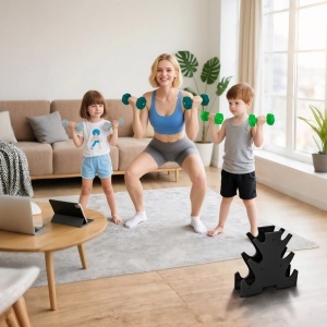 Set de greutăți hexagonale, greutate totală de 18 kg, cu suport inclus, din oțel, metal și plastic, multicolor - Img 2