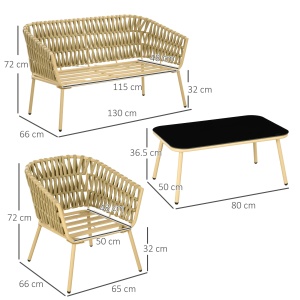 Set de Mobilier de Gradina cu 4 Piese cu Ratan din PE - Img 3