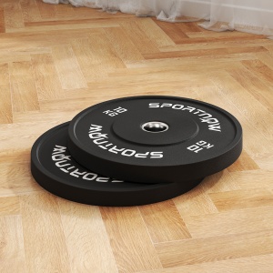 Set Discuri de Greutate din Cauciuc Solid cu Orificii, 45x4 cm, Negru - Img 7