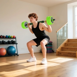 Set Greutăți Sala de Sport 4 în 1 de 20kg, Convertibil în Kettlebell, 2 Gantere, Bară de Haltere și Suport pentru Flotări, Verde - Img 2