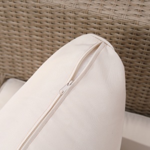 Set Living de Gradina din Rattan, 4 Piese, Coltar pentru Exterior cu Perne, Masute Laterale si Masuta de Cafea, Maro Deschis - Img 8