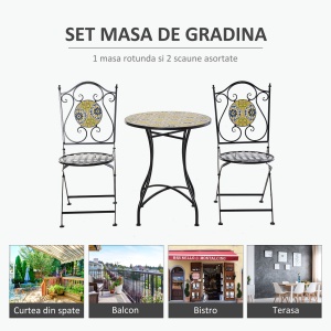 Set Masa si Scaune de Gradina din Metal cu Majolica Colorata - Img 6
