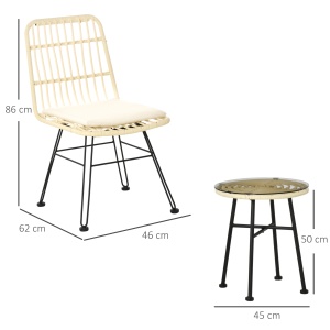 Set masuta de cafea si scaune de veranda cu 3 piese, din ratan PE, Bej - Img 3