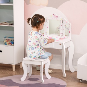 Set Masuta Machiaj Copii – Oglinda Rotativa + Taburet - Img 2