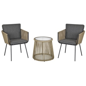 Set Mobilier de Grădină cu 2 Șezlonguri Recliner pentru Exterior, cu Pernă Căptușită din PE, 196x65x22 cm, Gri - Img 1