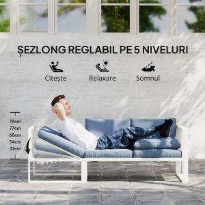 Set Mobilier de Grădină din 4 Piese cu 2 Canapele, Fotoliu Reglabil și Măsuță de Cafea, 121x61x62 cm, Gri - Img 5