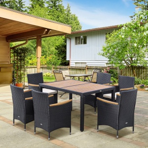 Set Mobilier Gradina 7 Piese – Ratan, Lemn & Perne Moi - Img 2