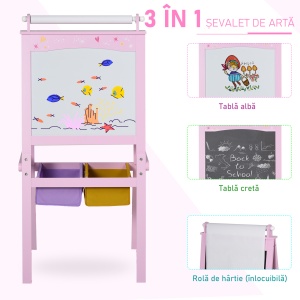 sevalet 3-in-1 pentru Copii – Tabla Alba/Neagra & Cutii - Img 4