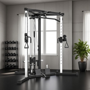 Stație de Fitness cu 15 Poziții Reglabile, Bară pentru Tracțiuni și Halteră, 170x139x200 cm, Negru - Img 9