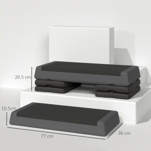 Step Aerobic Reglabil pe 3 Nivele 10/20/30 cm, Step Aerobic Antiderapant cu Capacitate 250 kg, 77x37x16 cm, Gri - Img 3