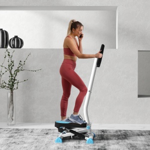 Stepper cu Mâner și Monitor LCD, Stepper pentru Fitness Acasă cu Pedale Antiderapante, 55x44x108 cm, Alb - Img 2