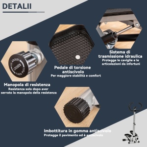 Stepper cu Monitor LCD, Mânere Reglabile și Benzi Elastice, Negru și Argintiu - Img 6