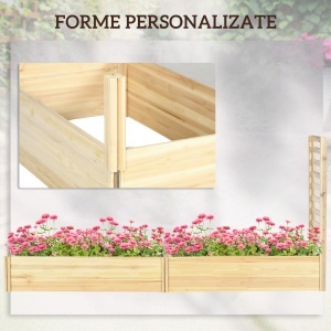 Strat Înălțat pentru Grădină cu Spalier și Fund Deschis, 230x60x110 cm, Lemn Natural - Img 7