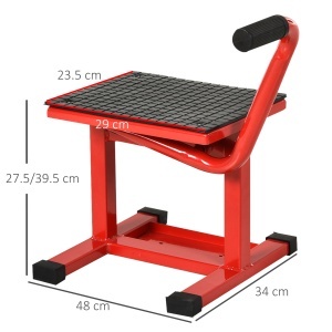 Suport din Otel pentru Motociclete max 150 kg cu Suprafata de Cauciuc si Manivela, 27.5x51-69x34 cm, Rosu - Img 3