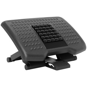 Suport Ergonomic pentru Picioare cu Role de Masaj, Antiderapant și Reglabil pe 3 Înălțimi, 46x35x17 cm, Negru