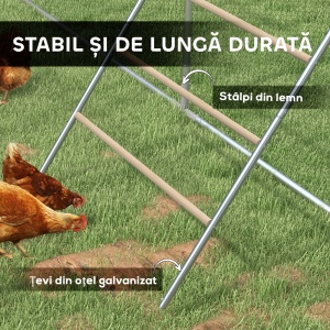 Suport pentru Găini pe 4 Niveluri, Posatoiu din Lemn și Oțel Galvanizat, Scară pentru Coteț, 4-6 Găini, 140x86x2,5 cm, Lemn Natural - Img 5