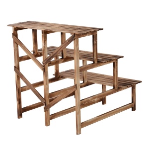 Suport pentru Ghivece cu 3 Niveluri din Lemn de Brad, 80x80x78 cm, Lemn Natural - Img 7