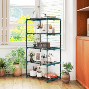 Suport pentru Plante Vertical cu 5 Niveluri din Oțel și Plastic, Suport Ghivece pentru Interior și Exterior Grădină Balcon, 67x49x138 cm, Verde Închis - Img 8