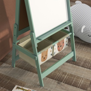 Tabla pentru copii 3 in 1 cu 2 containere sevalet de arta din lemn pentru copii 3-8 ani verde pentru scoala mobilier camera copilului birou pentru copii mici - Img 9