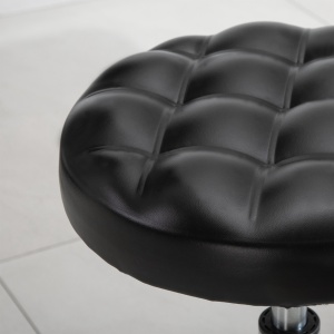 Taburet Reglabil pe Inaltime cu 5 Roti Pivotante, din Otel, Spuma de Cauciuc si Imitatie de Piele, Ф48x47-59lcm, Negru - Img 7